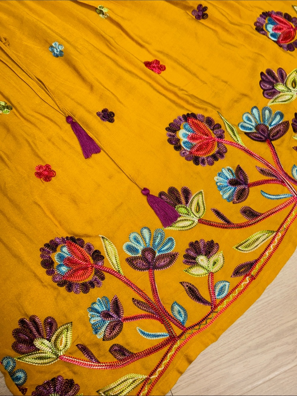 Uncle Frank boutique Mustard Yellow Embroidered serape Dress - Picture 5 of 7